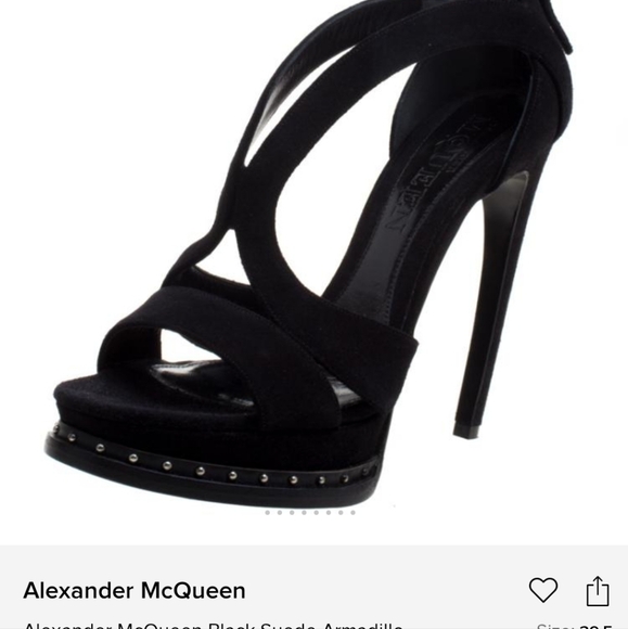 Authentic Suede Alexander McQueen Black Strappy Heels 8.5 - Picture 1 of 6